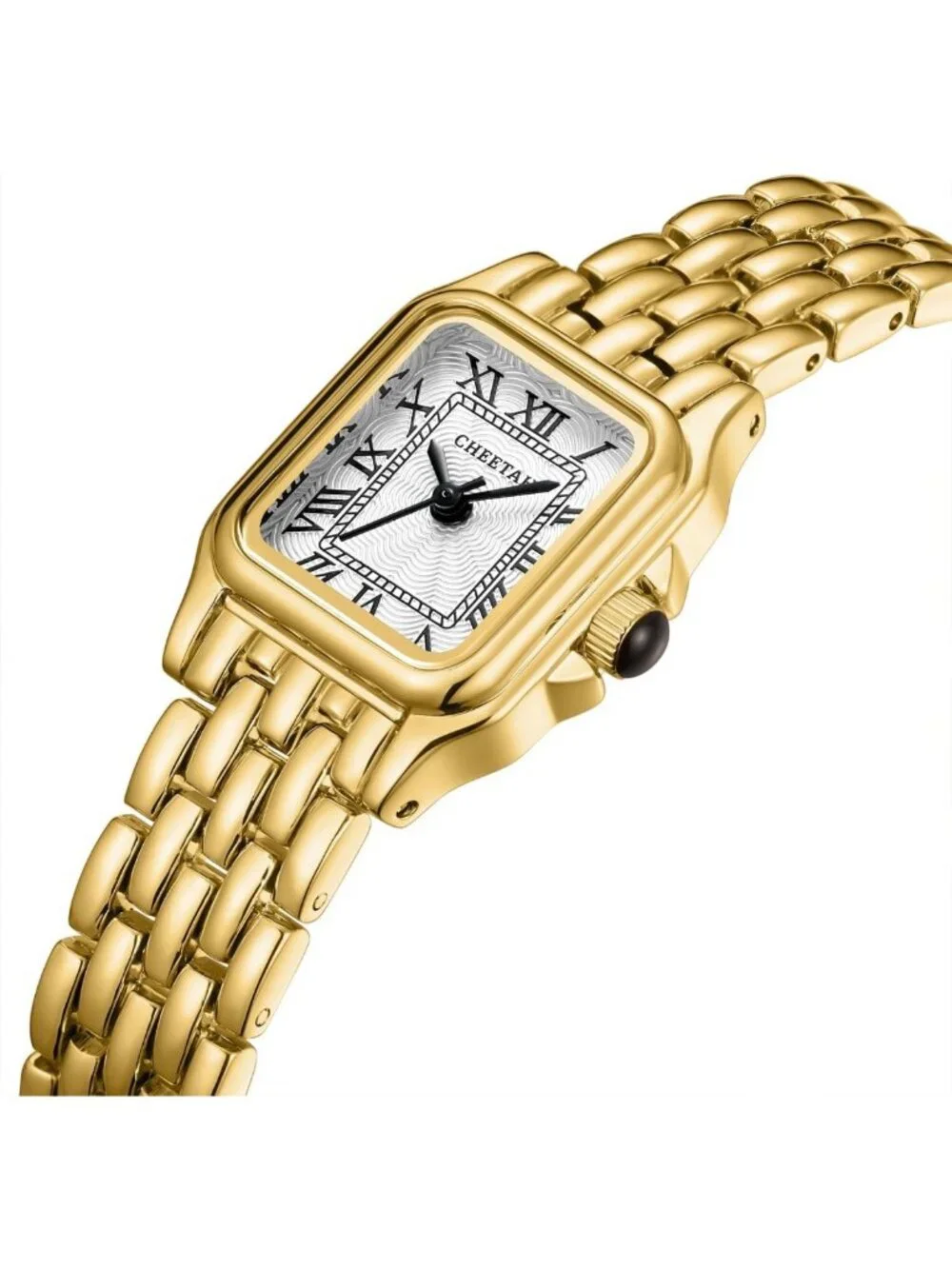 Chic Cheetah Print Gold Watch for Women, Vintage Bracelet, Rectangular Roman